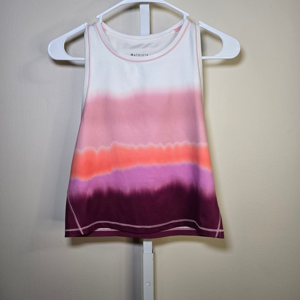 Athleta Womens Ombre Sunset Racerback Activewear Tank Top Pink Orange Purple M